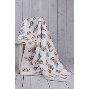 Tavşan Bebek Battaniyesi Kalın Koyun Tüyü Çiçek Desenli Renkli Unisex