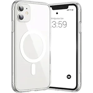 Iphone 11 (12 Görünümlü) Uyumlu Magsafe Özellikli Darbe Önleyici Şeffaf Silikon Kılıf