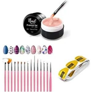 Protez Tırnak Jeli 15ML 903 + 15LI Fırça Seti + 50LI Şablon