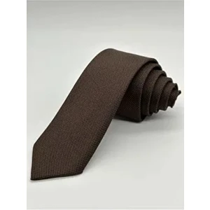 Kahverengi Kum Desenli Kravat Dokuma Malzeme ile Şık Kombinler İçin