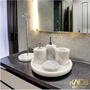Beyaz 6’lı Mermer Banyo Seti