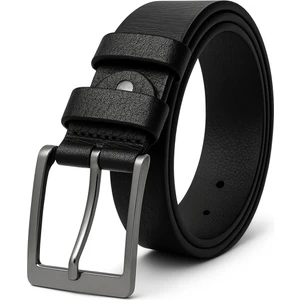 Hakiki Deri Kumaş Pantolon Kemeri Siyah Nikel Tokalı /3.3 cm 