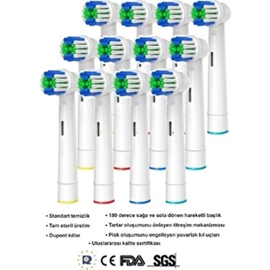 Oral B ve Braun Uyumlu Şarjlı ve Pilli Diş Fırça Yedek Başlığı Orta Sert 12 Li Set Ağız Bakım
