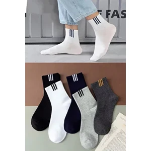 5 Çift Erkek Çizgi Desenli Tenis Çorap