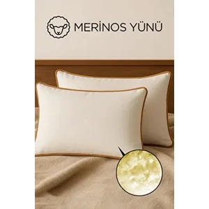 2 Adet %100 Doğal Yün Yastık | Merinos Yünü Yastık Seti 2'li -Özel Çanta Hediyeli