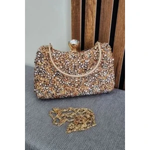 Gp Gues Polo Kadın Taşlı Abiye Çantası Süet Deri Şık Tasarım ile Özel Günler İçin