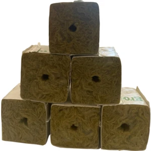 Topraksız Market Blok Kayayünü 40×40×40 mm Delikli - Topraksız Tarım Küp Kaya Yünü (10’lu Paket)