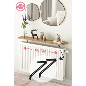 Petek Üstü Uçan Raf Metal Tasarımlı İskandinav Stili 60 x 18 cm Atlantik Çam Renk