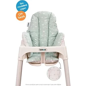 Çift Taraflı Bebek Mama Sandalyesi Minderi - Pamuklu Rahat Elyaf Dolgulu Mama Sandalyesi Yastığı