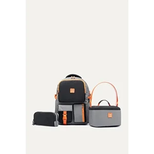 9013 3'lü Set Ortopedik Sırt Çantası Siyah Çok Bölmeli Ilkokul Okul Çantası Cinsiyet: Unisex