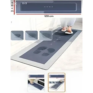 Sihirli Su Emici Uzun Paspas Kaymaz Tabanlı Lacivert Düz 40x120 cm