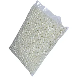Krem Plastik İnci 8 mm 100 Gram 325-400 Adet Çanta ve Anahtarlık Yapımında Kullanılır