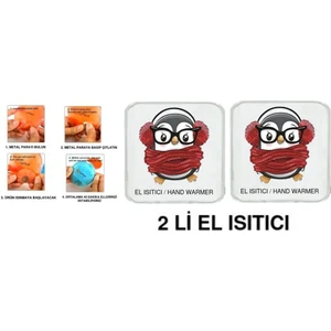 2 Adet Atkılı Penguen Cep Sobası,el Isıtıcı,sıcak Su Torbası Pvc  10X9,5CM