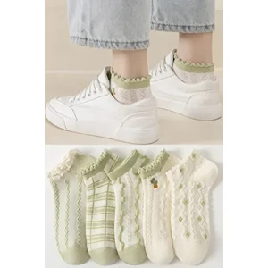 5 Çift Kabartmalı Yeşil Kadın Çorap