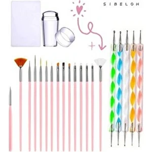 Jel Tırnak Resim Nail Art Tırnak Süsleme Makyaj Için Boyama Fırça Seti French Stamper Dot Kalem Set