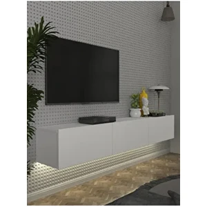 Cercei LED Li Işıklı Tv Ünitesi 180 cm -Beyaz, Modern, Şık, Geniş, Fonksiyonel Tasarım - Tv Sehpası