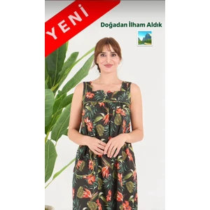 Pamuklu Kumaştan Geniş Kesim Yeni Desen Cepli Büyük Beden Ev Elbise