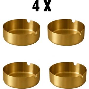 Mucit Home Gold Paslanmaz Çelik 4lü Kül Tablası Küllük Seti