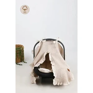 Fırfırlı 2'li Bebek Puset Örtüsü ve Ortopedik Minder Seti  Pamuklu Konfor