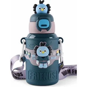 450ML 316 Paslanmaz Çelik Çocuk Termosu, Karikatür Hayvanlar Öğrenci Termosu, (