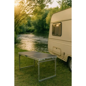 Export,  Katlanabilir, Ayarlanabilir Alüminyum, 60X120 Cm, Lüks, Kamp Masası, Piknik Masası, Siyah