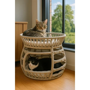 Çift Katlı Bombeli Kedi Yatağı