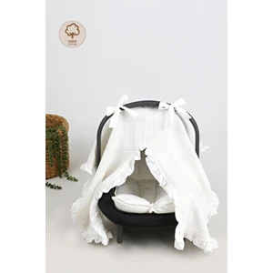 Fırfırlı Bebek Puset Örtüsü ve Ortopedik Minder  Pamuklu 2'li Set