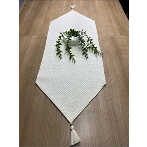 Home 40X100 cm Otantik El Işi Buldan Bezi Organik Pamuklu Püsküllü Runner