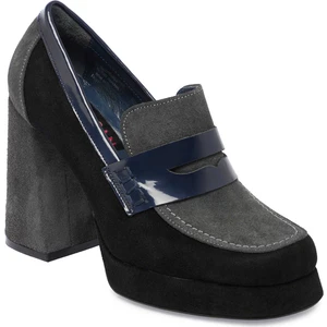 Siyah Hakiki Süet Deri Kadın Topuklu Ayakkabı - K24S1AY67539-A01