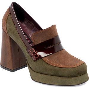 Kahve Hakiki Süet Deri Kadın Topuklu Ayakkabı - K24S1AY67539-B85