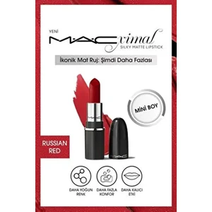 Macximal Mini Mac Silky Matte Lipstick 1.7g Dudakları Besleyen Russian Red Renk Mat Etkili