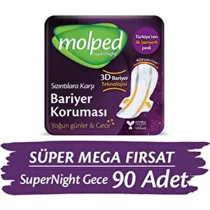 Supernight Hijyenik Ped Gece Süper Mega Fırsat Paketi 90 Adet