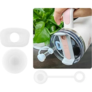 Quencher Uyumlu 3 Lü Silikon Set Sızdırmaz Tıpa, Pipet Koruyucu ve Taban Kılıfı