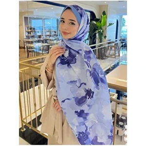 Mira İpek Retro Desenli Pamuk Şal Romantik Seri Mor PS56