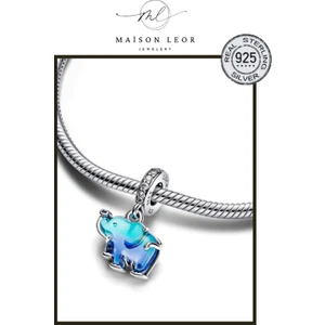 Sallantılı Mavi Cam Fil Charm