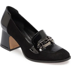 Siyah Hakiki Süet Deri Kadın Topuklu Ayakkabı - K24S1AY67516-A01