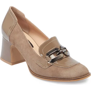 Vizon Hakiki Süet Deri Kadın Topuklu Ayakkabı - K24S1AY67516-A02