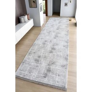 Aksu Stan Gri Saçaklı Kaymaz Tabanlı Kesme Kabartmalı Salon Koridor Mutfak Halı