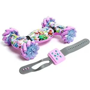 2.4 Ghz Özel Desenli 1200 Mah Saat Kumandalı ve El Sensörlü Motor Sesli Müzikli Şarjlı Akrobat Araba