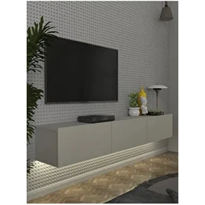 Cercei LED Li Işıklı Tv Ünitesi 180 cm - Kumtaşı Renk, Modern, Geniş, Raflı Tasarım - Tv Sehpası