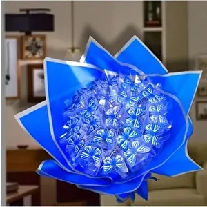 Mavi LED Işıklı Mavi Kelebek Buketi Anneye Hediye Sevgiliye Hediye Arkadaşa Hediye Yapay Çiçek