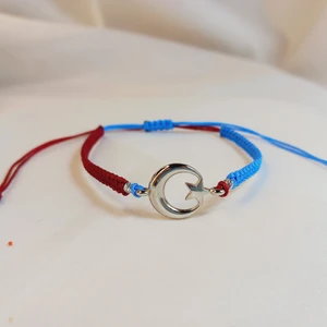 Crystal Atelier Trabzonspor Ay Yıldız Makrome Taraftar Bileklik, Bordo Mavi El Yapımı Ayarlanabilir Unisex Bileklik, Trabzonspor Bileklik, Gümüş Kaplama Ay Yıldız Bileklik, Makrome Bileklik