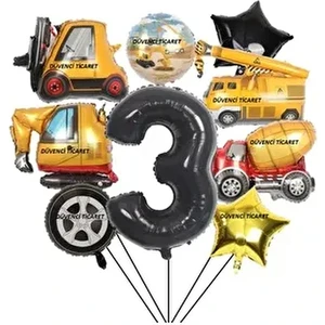 Inşaat Temalı Iş Makinaları Tamalı Yaş Balon Set
