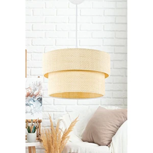Krem Modern Doğal Hazeran Rattan 2 Katlı Sarkıt Avize