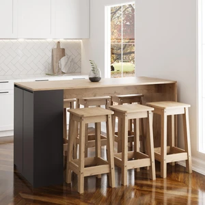 Edgar G4852 6 Adet Sepet Tabure Mutfak Ada Bar Masa 160CM Sepet Antrasit Depolamalı Çok Amaçlı Masa