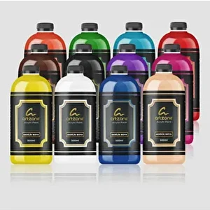 Akrilik Boya Seti - Tüm Renkler 12 Renk x 500ML + Fırça Hediyeli