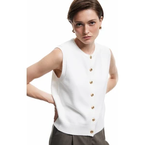 Kolsuz Bisiklet Yaka Düğmeli Triko Yelek