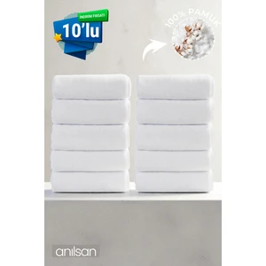 10'lu Beyaz El Havlusu - 50x90 Cm, 225 Gr, %100 Pamuk, Spa Ve Otel Havlusu, Günlük Kullanıma Uygun