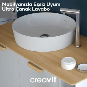 Ultra Yuvarlak Beyaz Deliksiz Lavabo 45 Cm UL145