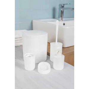 Makri Home Şık Tasarımlı 5 Parça Beyaz Banyo Takımı, Çöp Kovası Hacmi 6 Litre